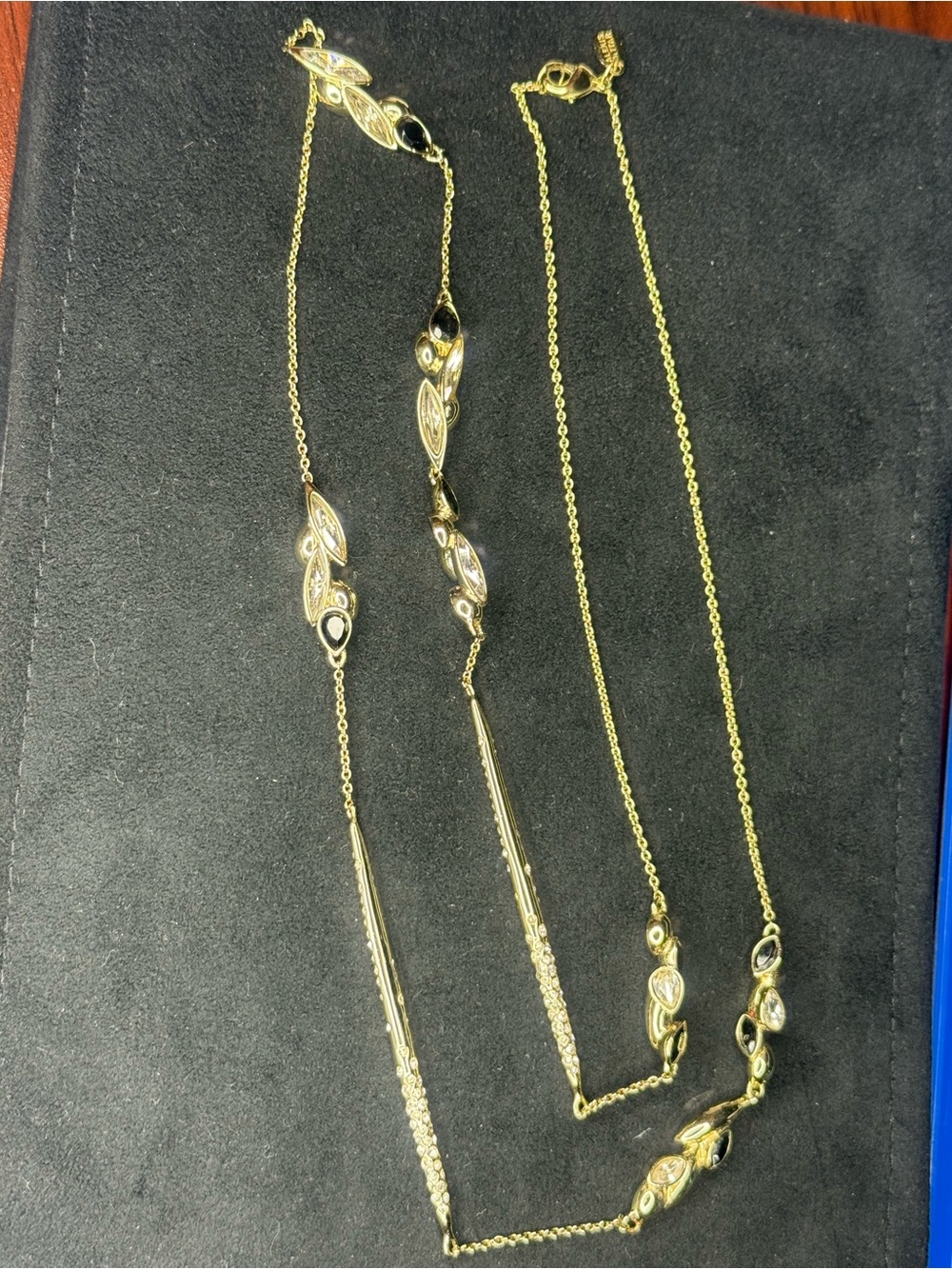 Alexis Bittar Gold and Black Leaf Link Necklace